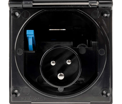 CEE Black Electrical Socket with Cover