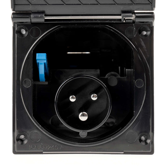 CEE Black Electrical Socket with Cover