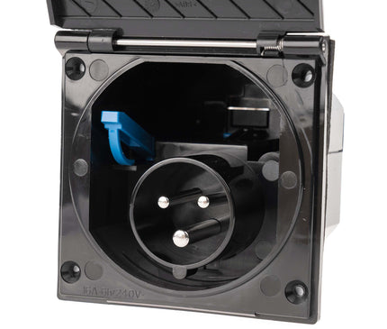 CEE Black Electrical Socket with Cover