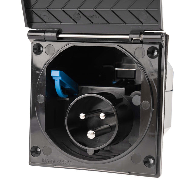 CEE Black Electrical Socket with Cover