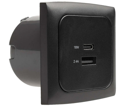 HABA USB-A & USB-C Camper Socket Black – 12/24V Dual