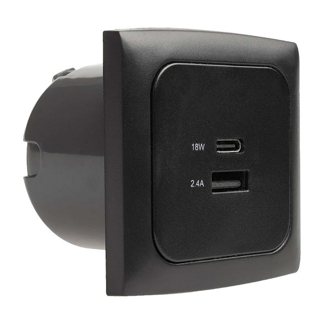 HABA USB-A & USB-C Camper Socket Black – 12/24V Dual