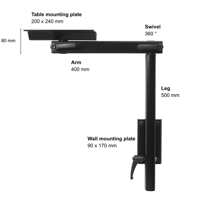 Lagun table leg system | 500mm | Carbon black