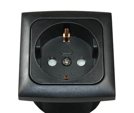 Black electrical socket on a white background