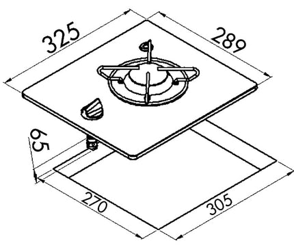 1 Burner Camper Gas Hob with Black Glass
