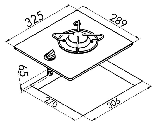 1 Burner Camper Gas Hob with Black Glass